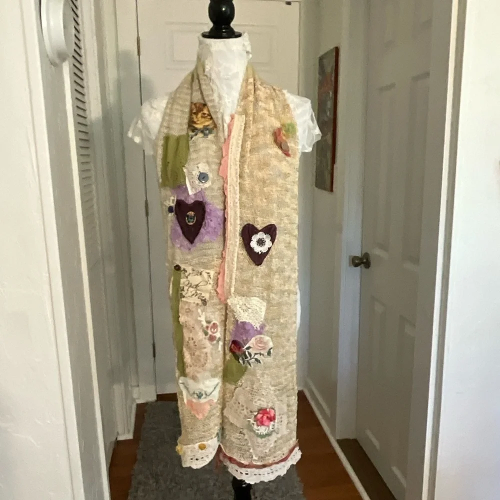 Artisan Patchwork Textile Art Scarf